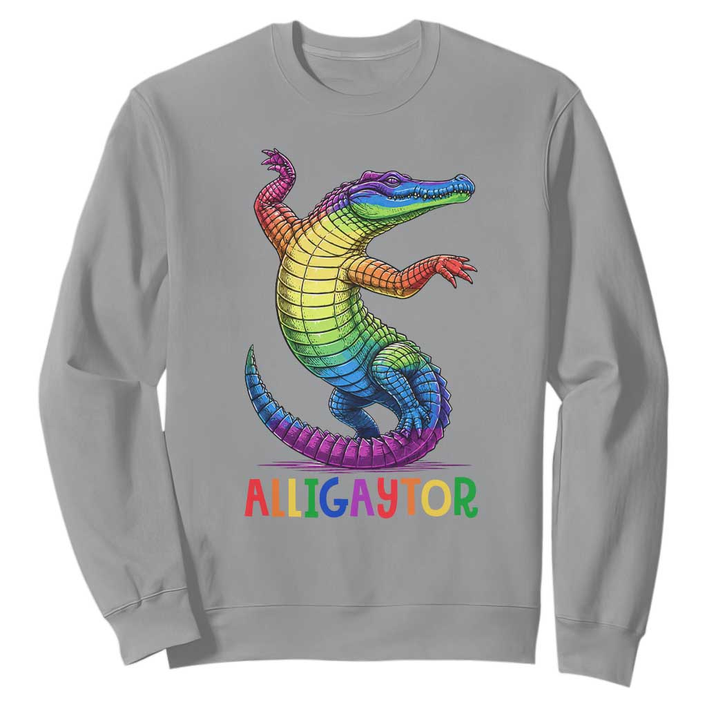 Alligaytor LGBTQ Pride Graphic Sweatshirt Queer Reptile Lovers TS12 Sport Gray Print Your Wear