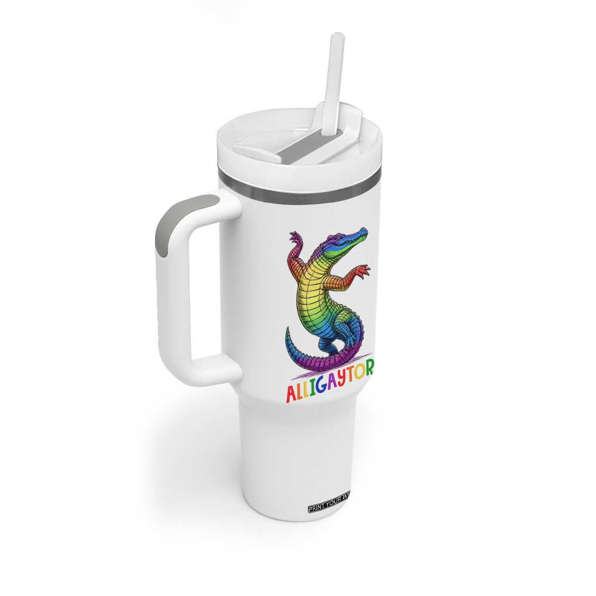 Alligaytor LGBTQ Pride Graphic Tumbler With Handle Queer Reptile Lovers