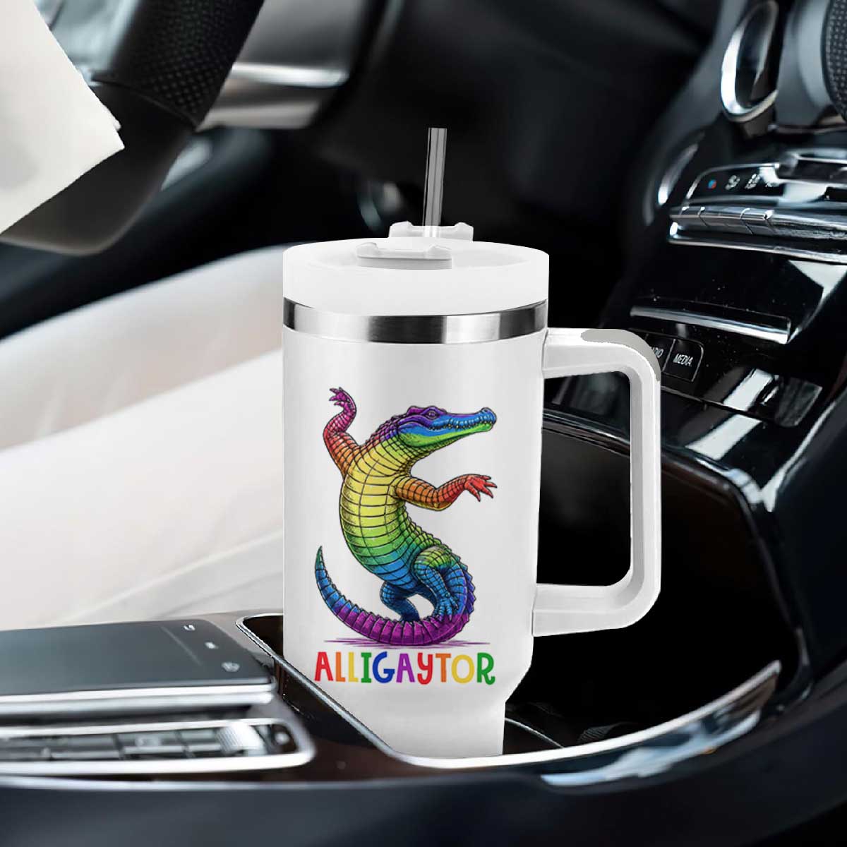 Alligaytor LGBTQ Pride Graphic Tumbler With Handle Queer Reptile Lovers