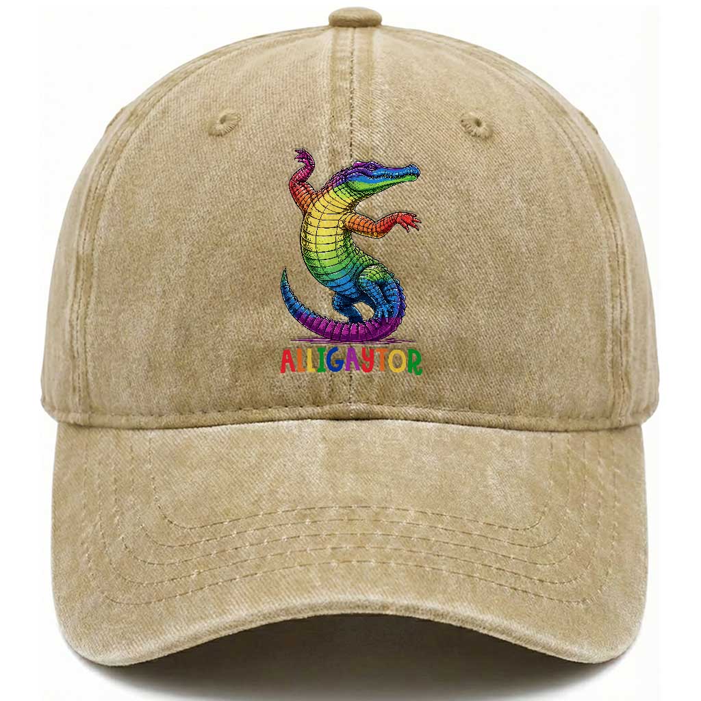 Alligaytor LGBTQ Pride Graphic Washed Cotton Baseball Cap Queer Reptile Lovers
