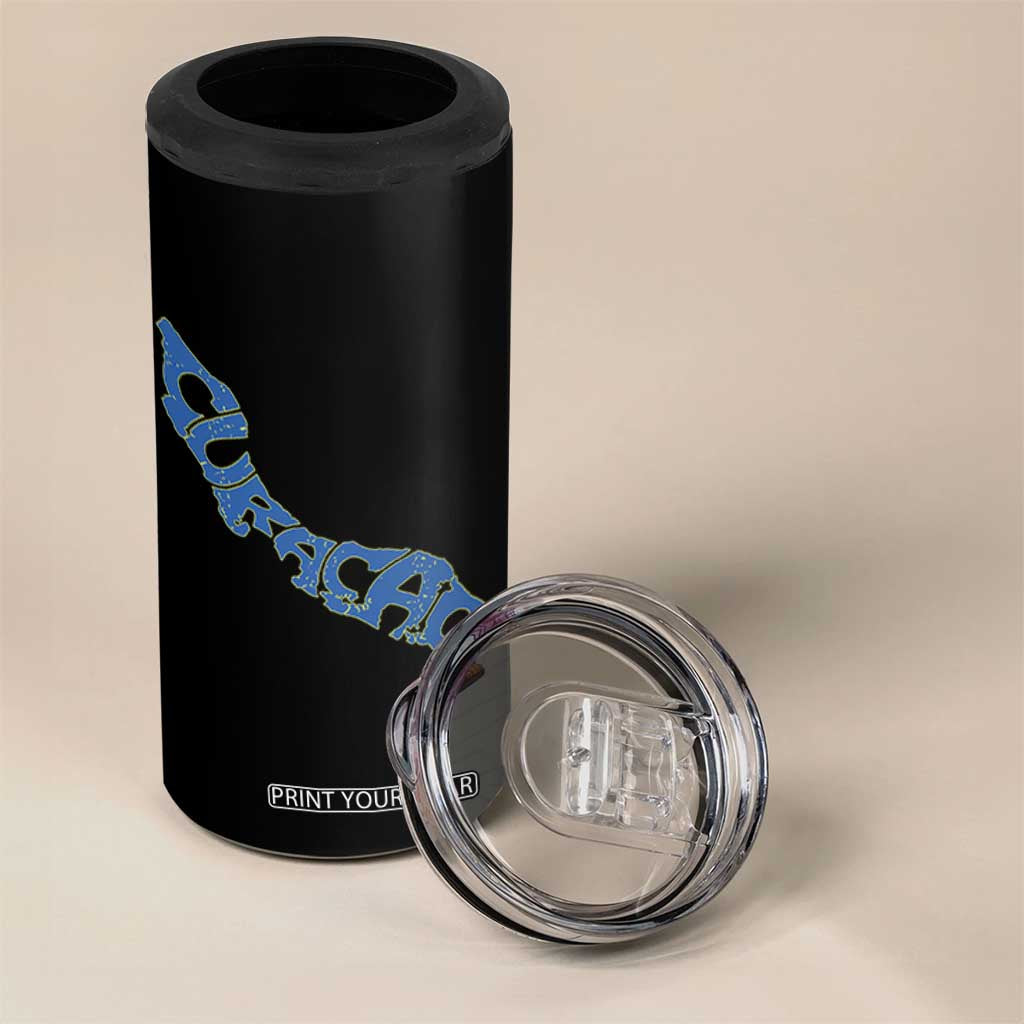 Curacao Flag Map Pride 4 in 1 Can Cooler Tumbler Proud Curacaoan Heritage Gift