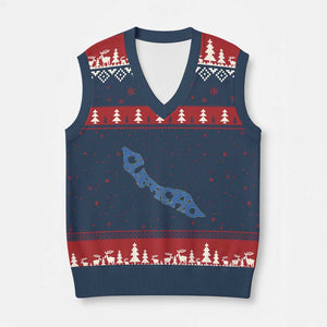 Curacao Flag Map Pride V-Neck Knit Sweater Vest Proud Curacaoan Heritage Gift