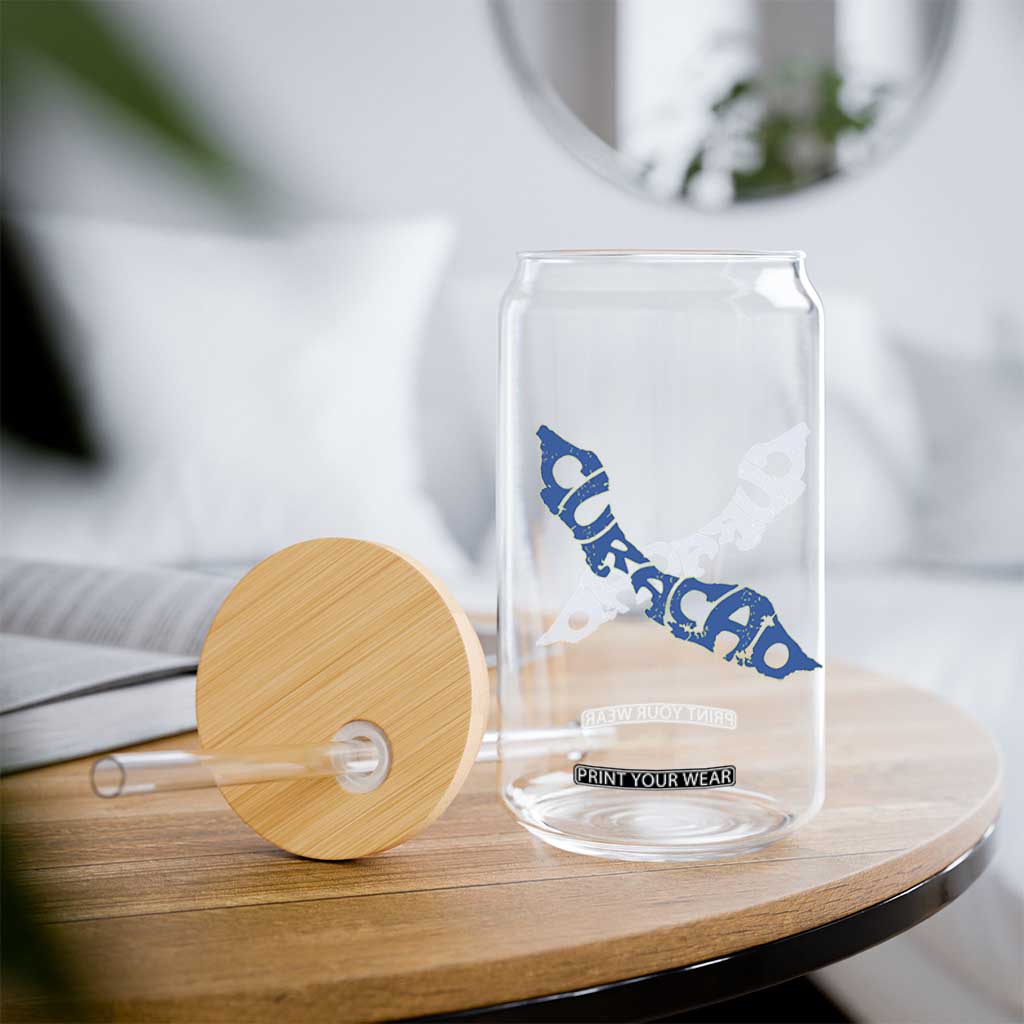 Curacao Flag Map Pride Glass Can Proud Curacaoan Heritage Gift