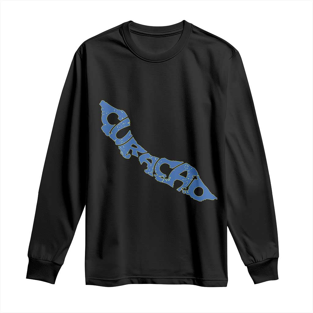 Curacao Flag Map Pride Long Sleeve Shirt Proud Curacaoan Heritage Gift TS12 Black Print Your Wear