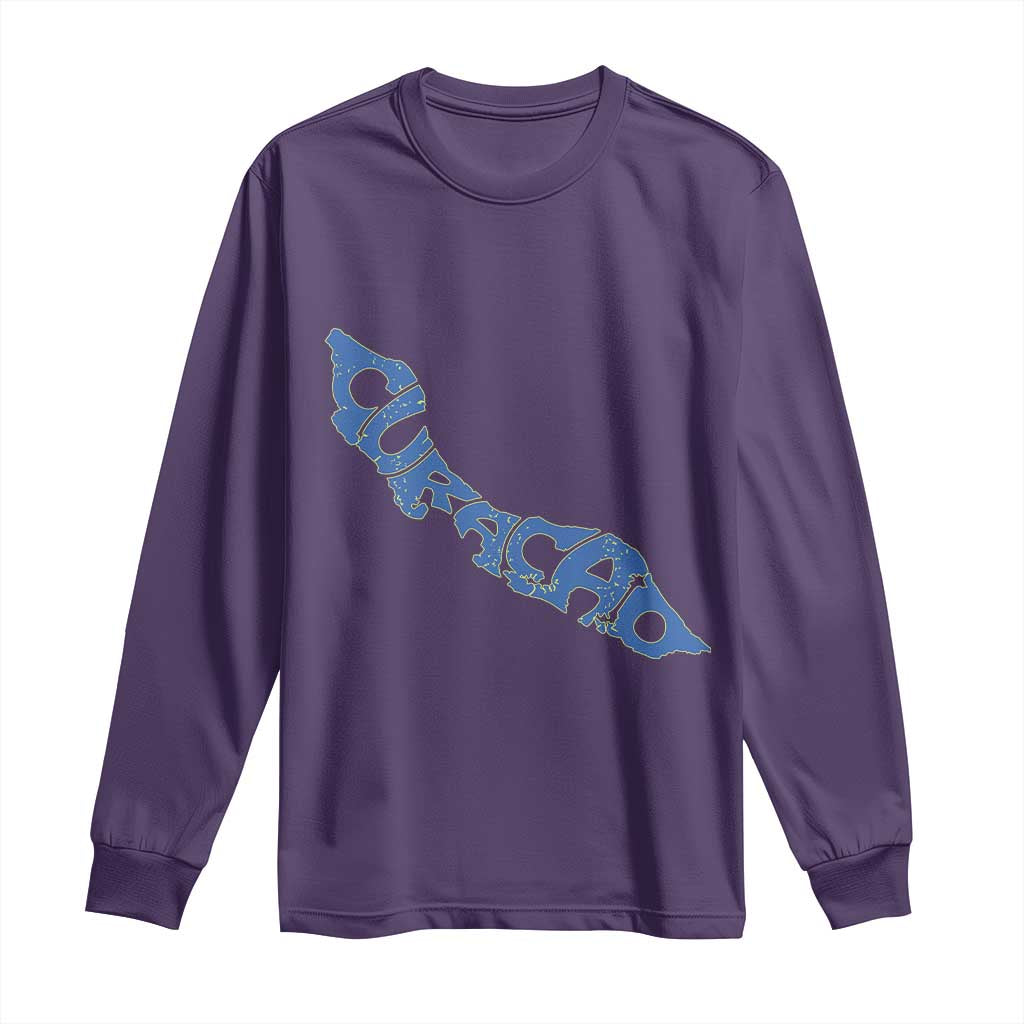Curacao Flag Map Pride Long Sleeve Shirt Proud Curacaoan Heritage Gift