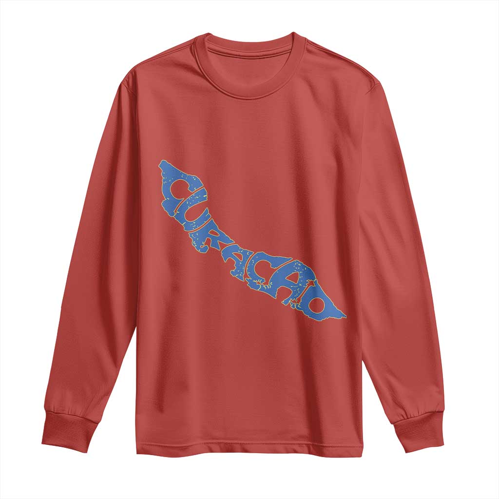 Curacao Flag Map Pride Long Sleeve Shirt Proud Curacaoan Heritage Gift