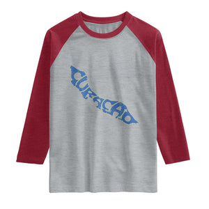 Curacao Flag Map Pride Raglan Shirt Proud Curacaoan Heritage Gift