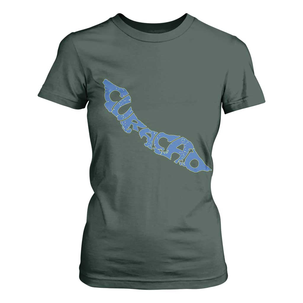 Curacao Flag Map Pride T Shirt For Women Proud Curacaoan Heritage Gift