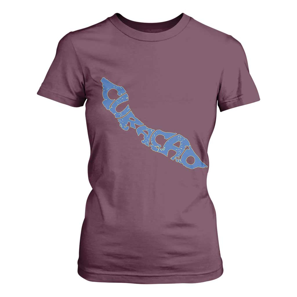 Curacao Flag Map Pride T Shirt For Women Proud Curacaoan Heritage Gift