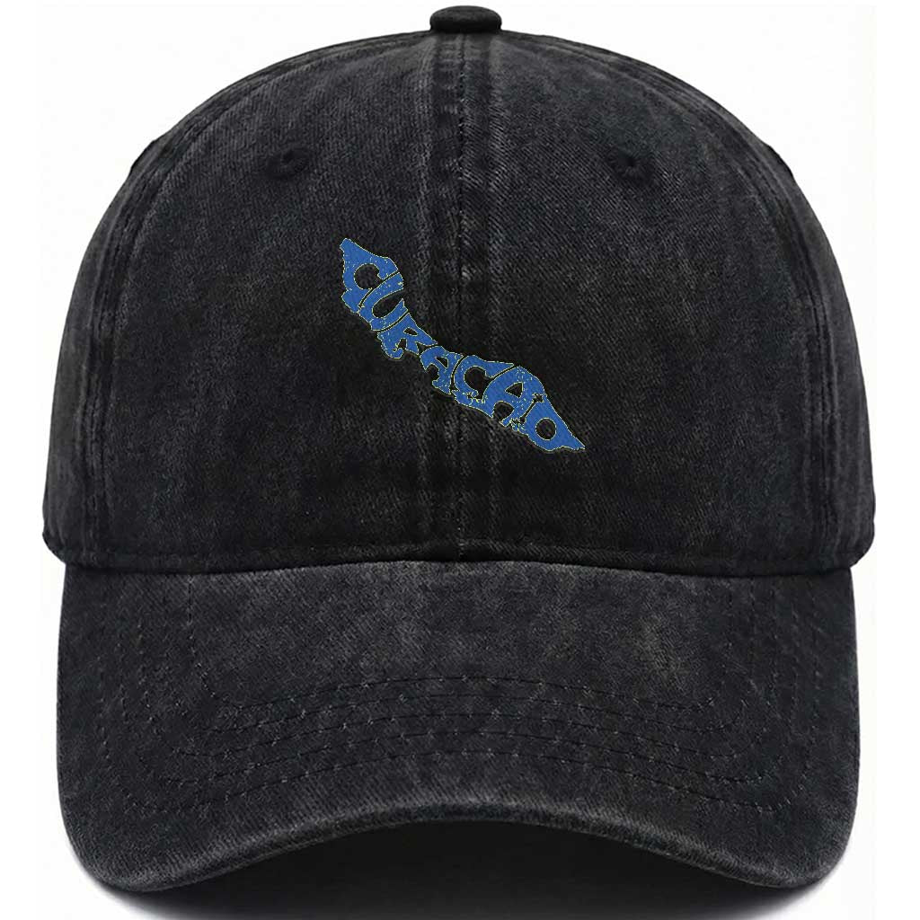 Curacao Flag Map Pride Washed Cotton Baseball Cap Proud Curacaoan Heritage Gift