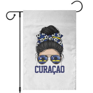 Curacao Soccer Messy Bun Girl Garden Flag Proud Curacaoan Heritage Gift