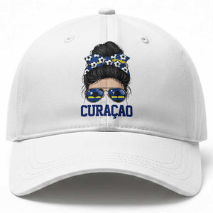 Curacao Soccer Messy Bun Girl Baseball Cap Proud Curacaoan Heritage Gift