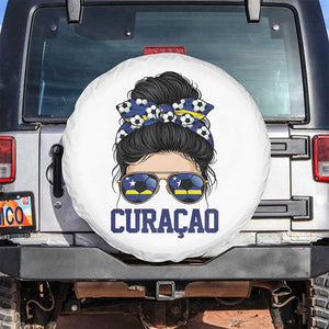 Curacao Soccer Messy Bun Girl Spare Tire Cover Proud Curacaoan Heritage Gift