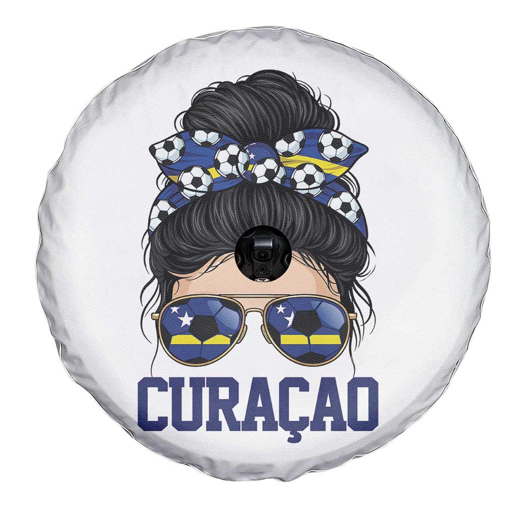 Curacao Soccer Messy Bun Girl Spare Tire Cover Proud Curacaoan Heritage Gift