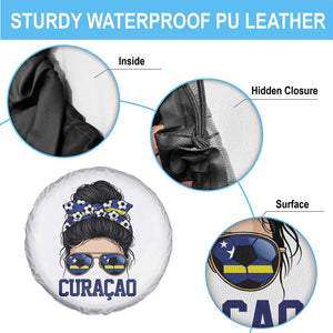 Curacao Soccer Messy Bun Girl Spare Tire Cover Proud Curacaoan Heritage Gift