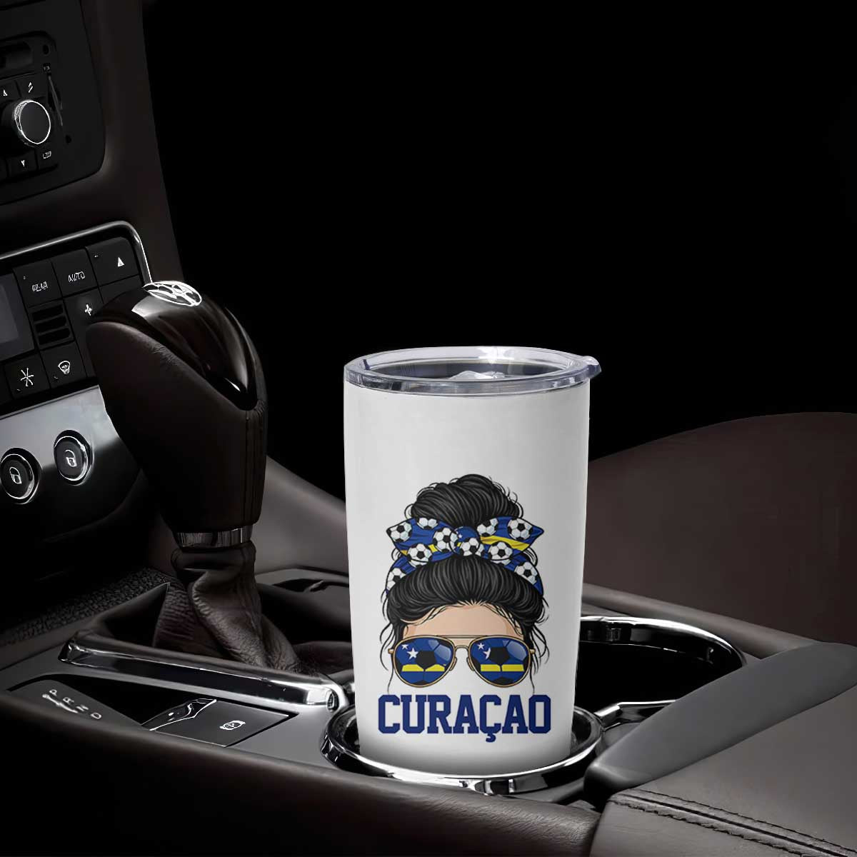 Curacao Soccer Messy Bun Girl Tumbler Cup Proud Curacaoan Heritage Gift