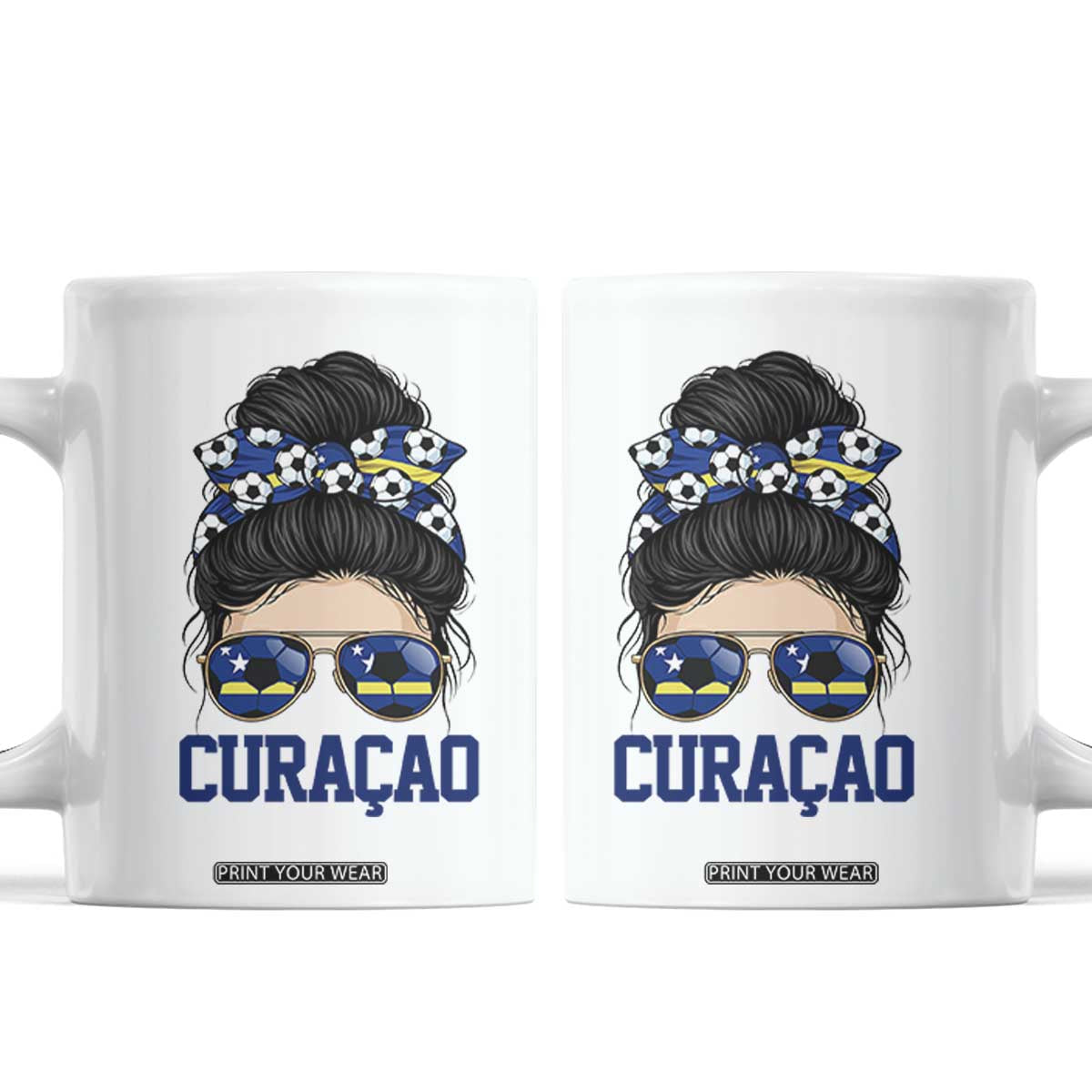 Curacao Soccer Messy Bun Girl Coffee Mug Proud Curacaoan Heritage Gift