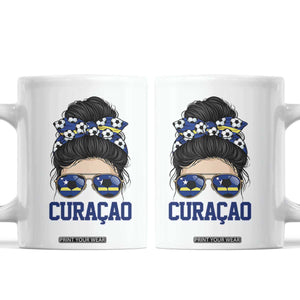Curacao Soccer Messy Bun Girl Coffee Mug Proud Curacaoan Heritage Gift