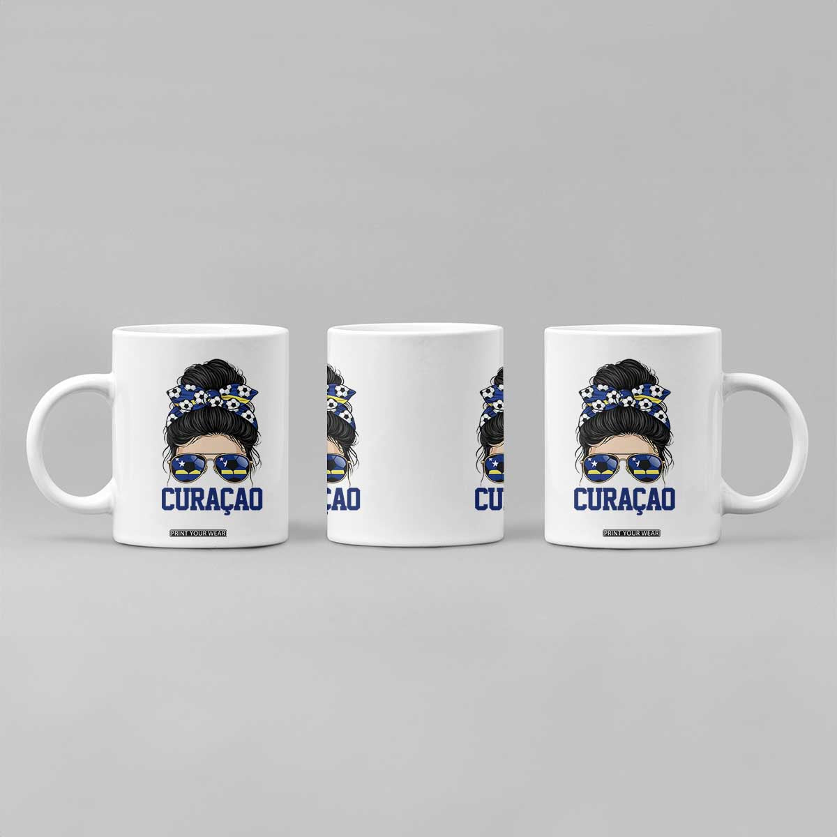 Curacao Soccer Messy Bun Girl Coffee Mug Proud Curacaoan Heritage Gift