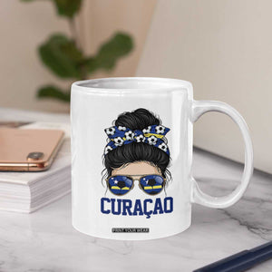 Curacao Soccer Messy Bun Girl Coffee Mug Proud Curacaoan Heritage Gift