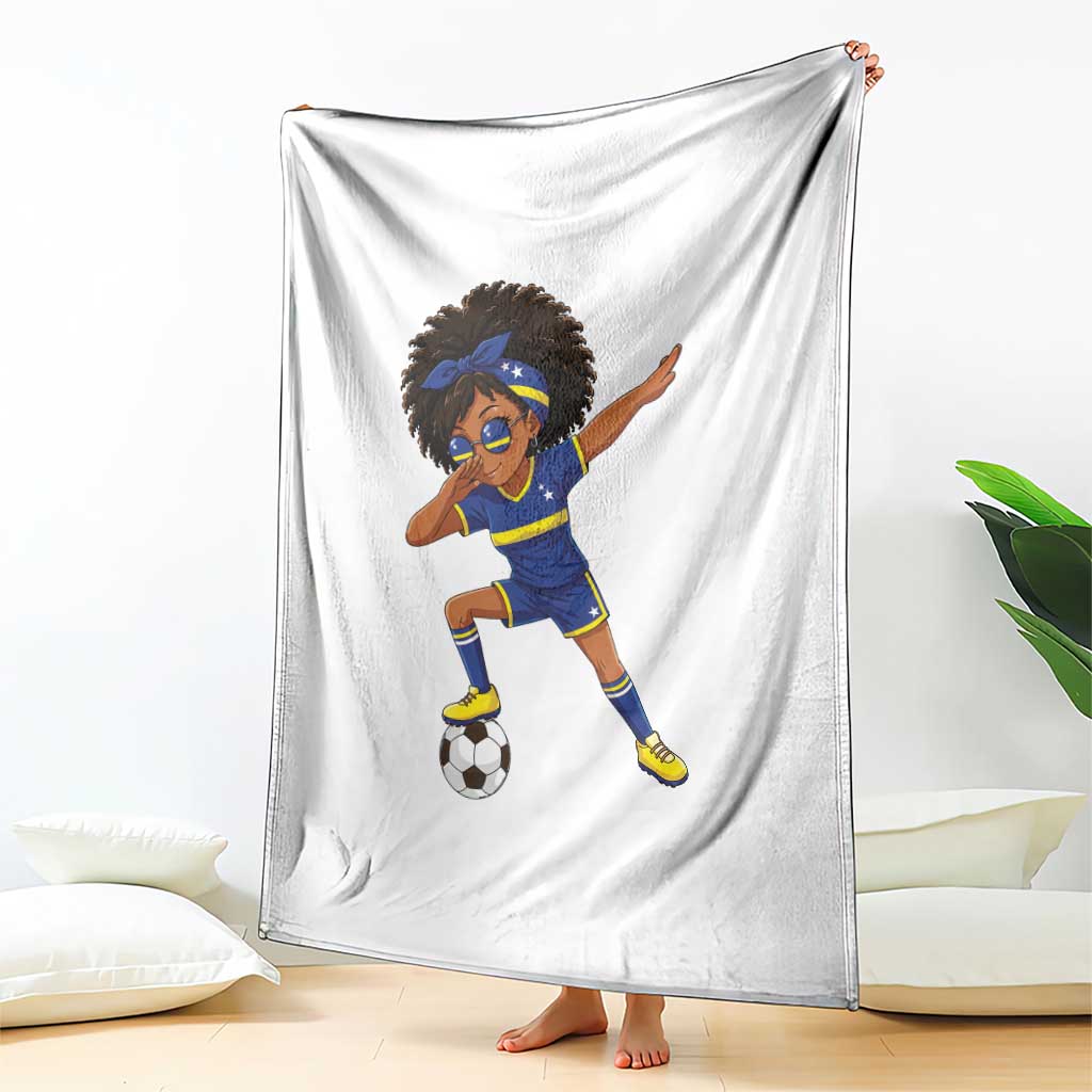 Funny Curacao Soccer Girl Throw Blanket Dabbing Football Fan Gift