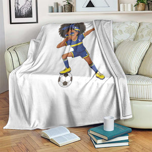 Funny Curacao Soccer Girl Throw Blanket Dabbing Football Fan Gift