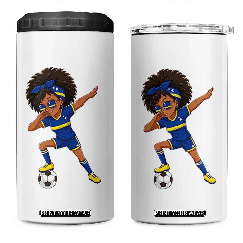 Funny Curacao Soccer Girl 4 in 1 Can Cooler Tumbler Dabbing Football Fan Gift