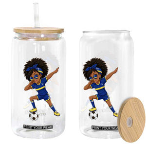 Funny Curacao Soccer Girl Glass Can Dabbing Football Fan Gift