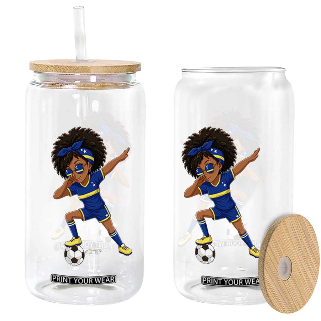Funny Curacao Soccer Girl Glass Can Dabbing Football Fan Gift