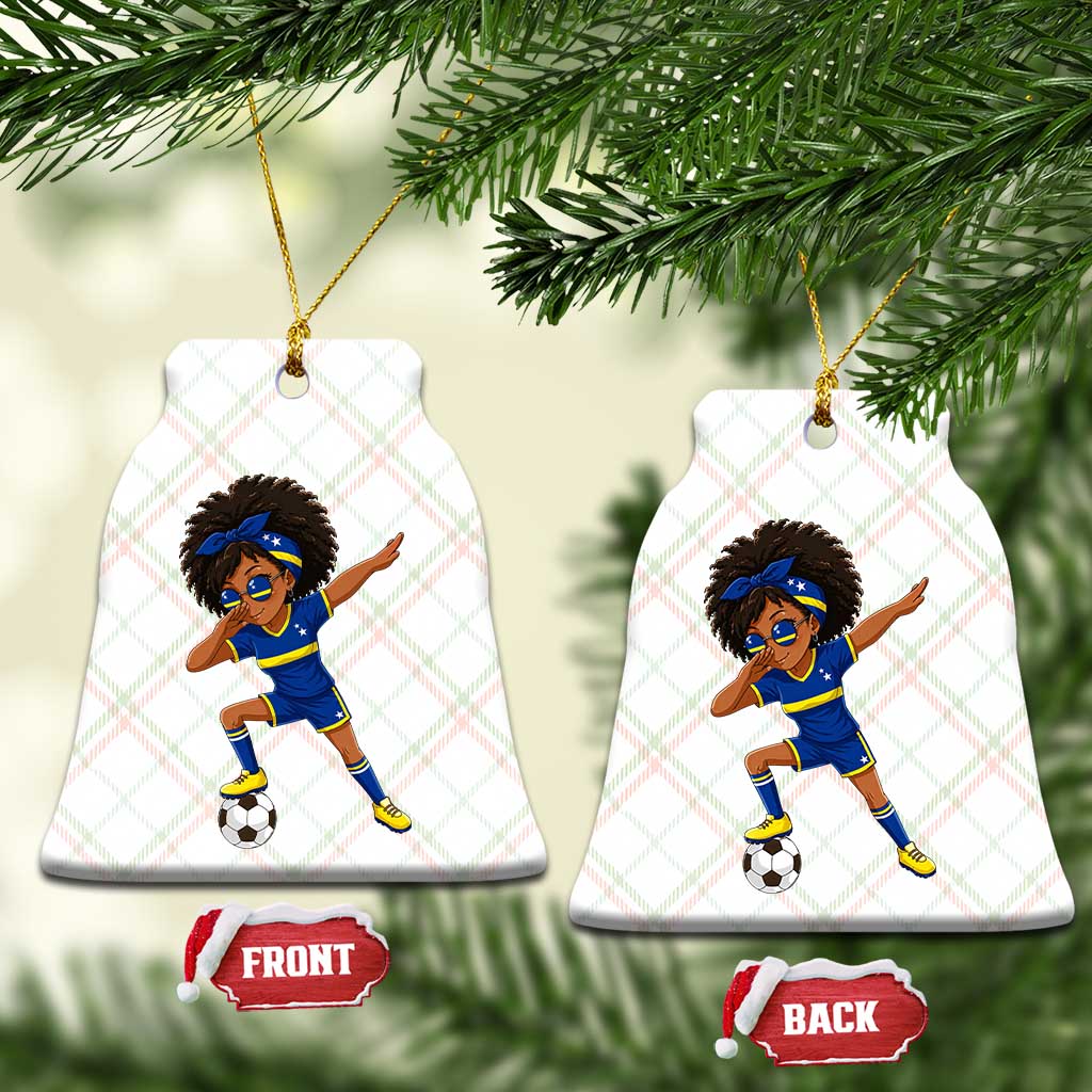 Funny Curacao Soccer Girl Ceramic Ornament Dabbing Football Fan Gift