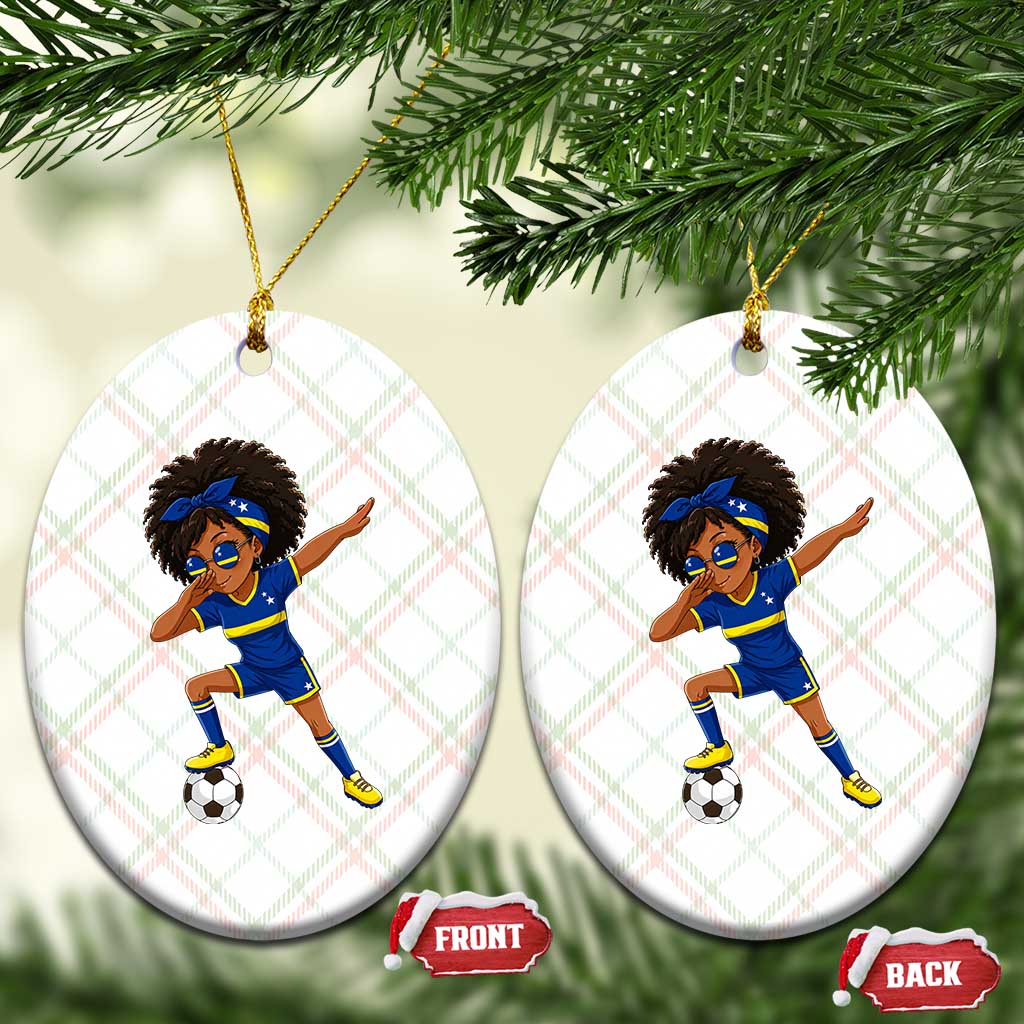 Funny Curacao Soccer Girl Ceramic Ornament Dabbing Football Fan Gift