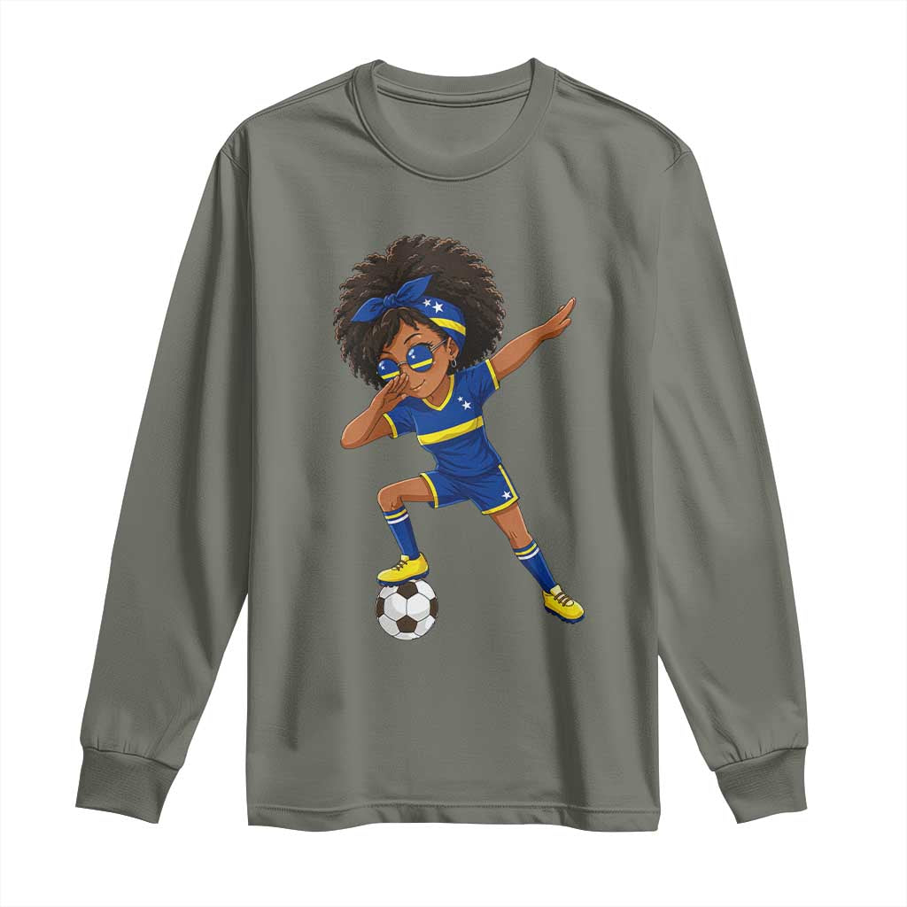 Funny Curacao Soccer Girl Long Sleeve Shirt Dabbing Football Fan Gift