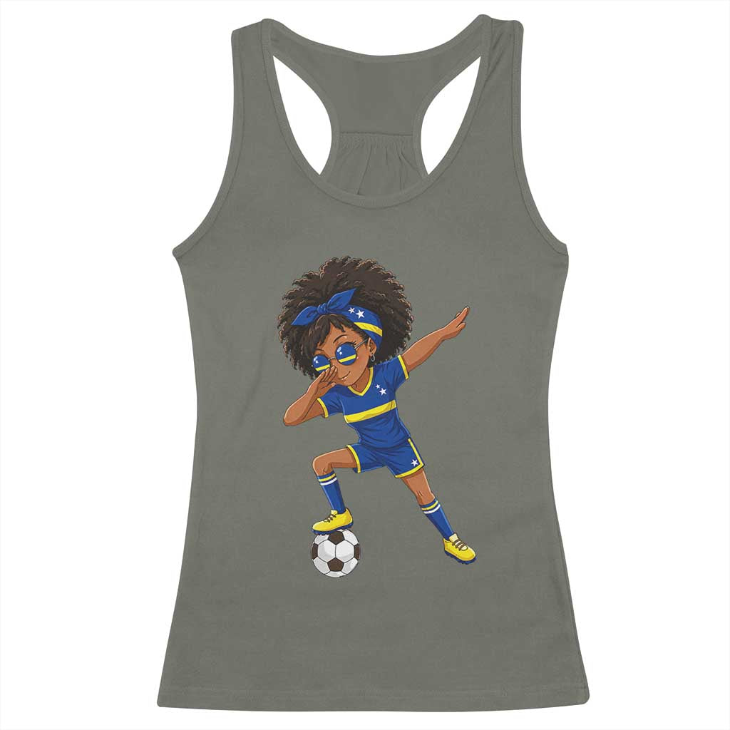 Funny Curacao Soccer Girl Racerback Tank Top Dabbing Football Fan Gift