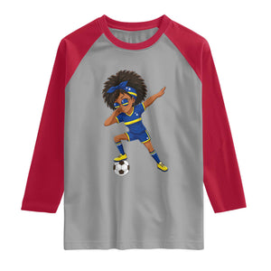 Funny Curacao Soccer Girl Raglan Shirt Dabbing Football Fan Gift