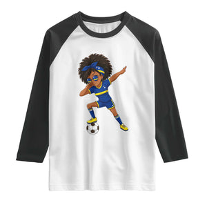 Funny Curacao Soccer Girl Raglan Shirt Dabbing Football Fan Gift