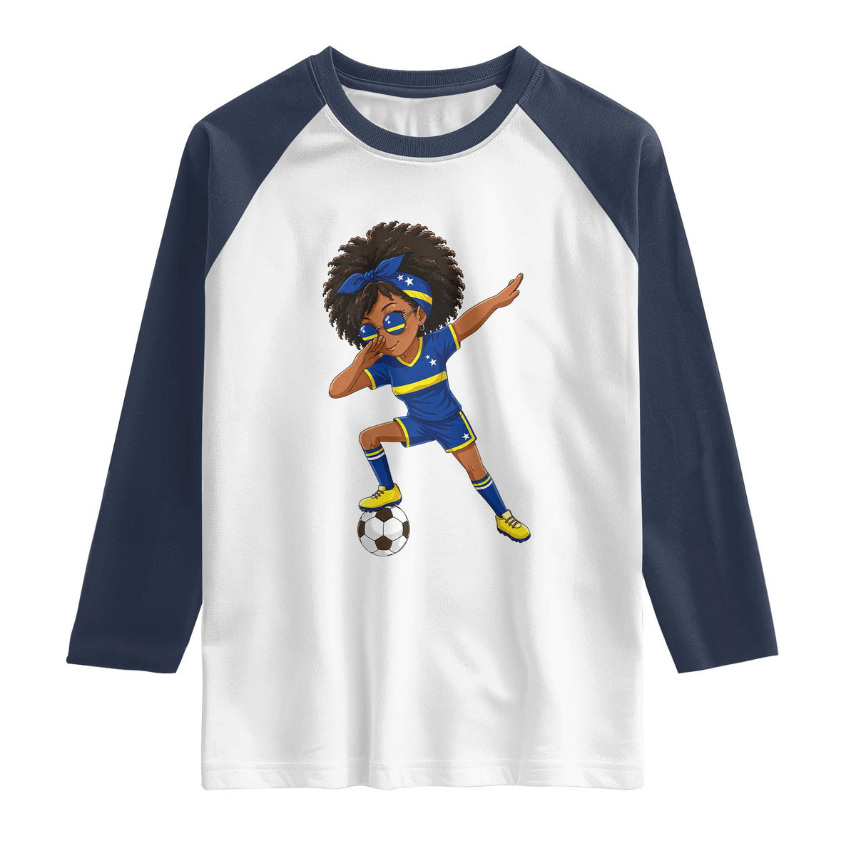 Funny Curacao Soccer Girl Raglan Shirt Dabbing Football Fan Gift