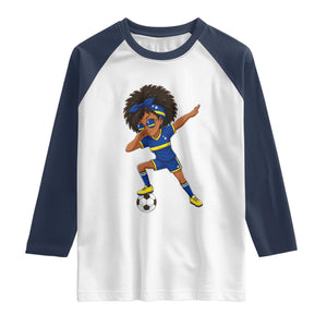 Funny Curacao Soccer Girl Raglan Shirt Dabbing Football Fan Gift