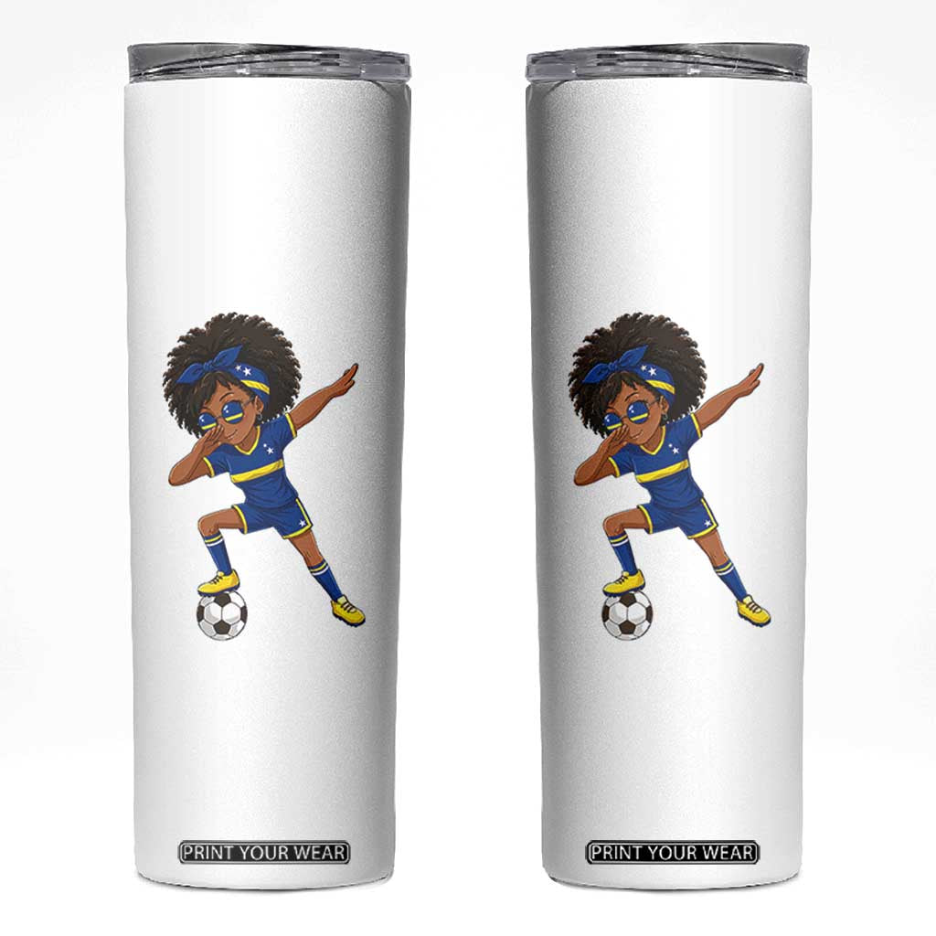 Funny Curacao Soccer Girl Skinny Tumbler Dabbing Football Fan Gift