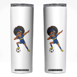 Funny Curacao Soccer Girl Skinny Tumbler Dabbing Football Fan Gift