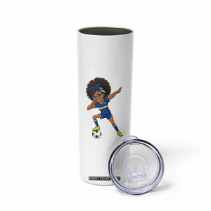 Funny Curacao Soccer Girl Skinny Tumbler Dabbing Football Fan Gift