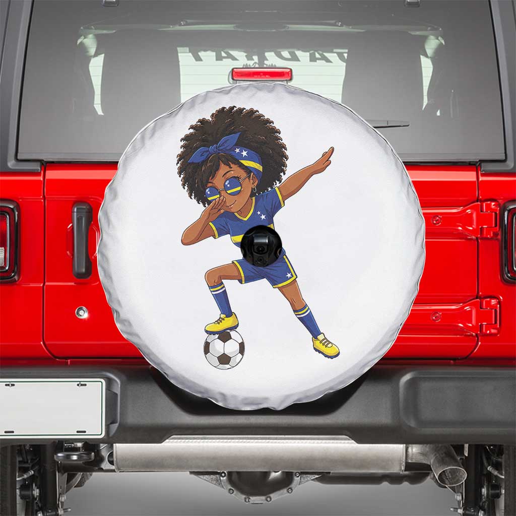 Funny Curacao Soccer Girl Spare Tire Cover Dabbing Football Fan Gift