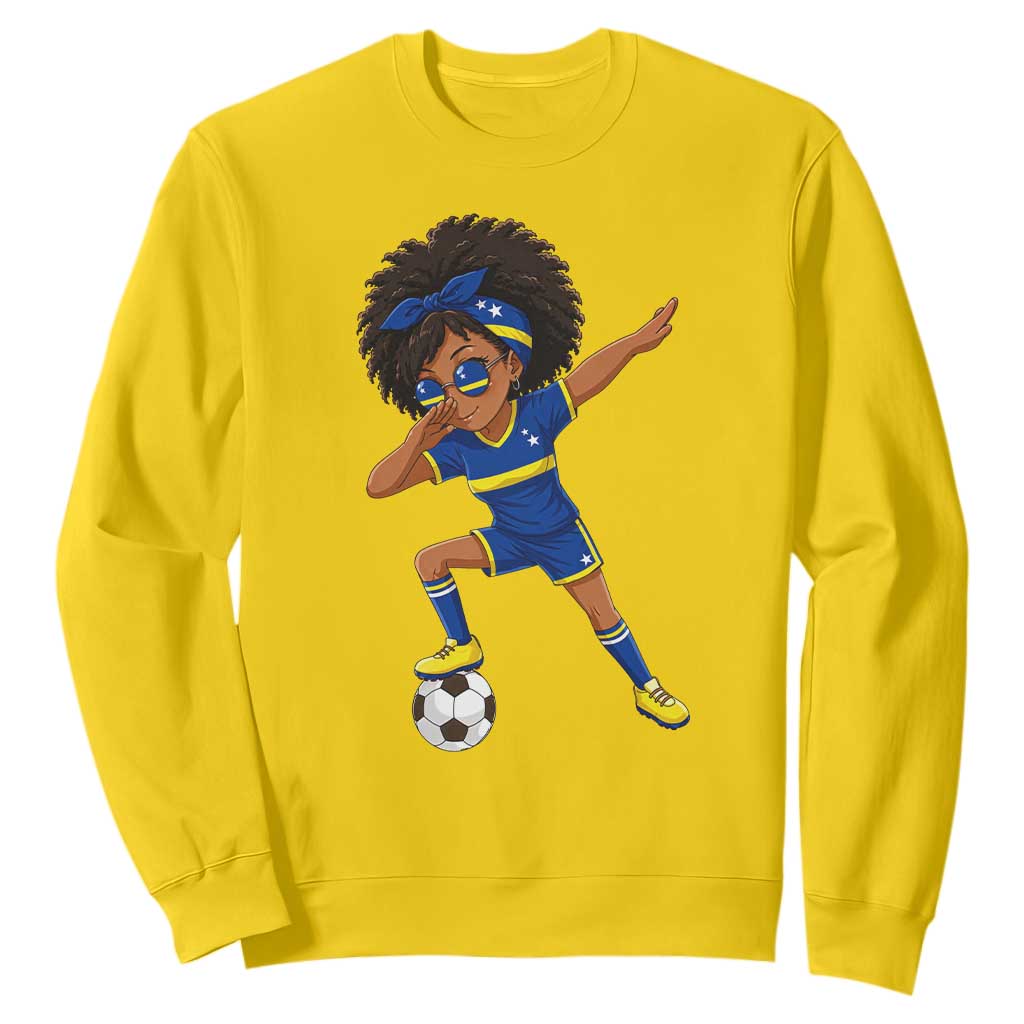 Funny Curacao Soccer Girl Sweatshirt Dabbing Football Fan Gift