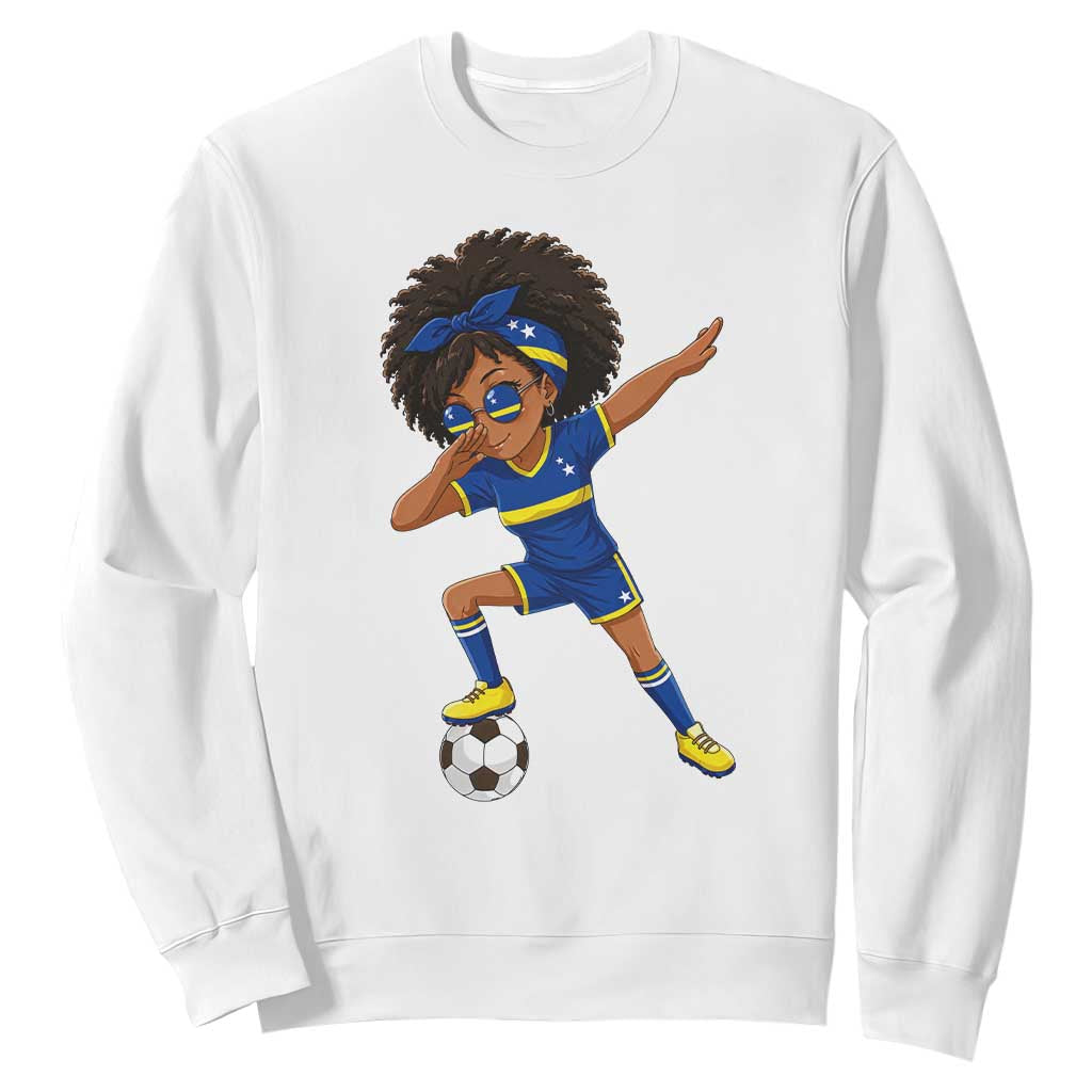 Funny Curacao Soccer Girl Sweatshirt Dabbing Football Fan Gift