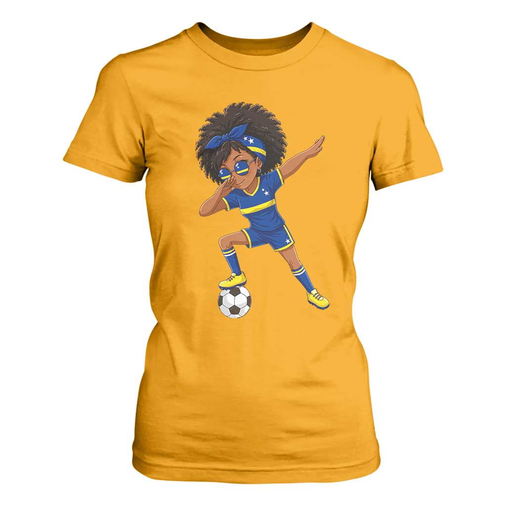 Funny Curacao Soccer Girl T Shirt For Women Dabbing Football Fan Gift