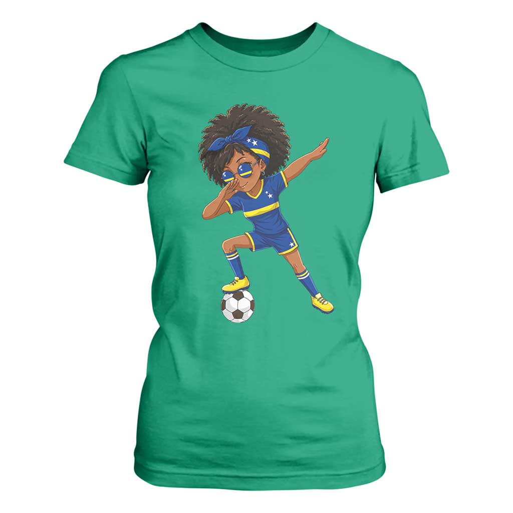 Funny Curacao Soccer Girl T Shirt For Women Dabbing Football Fan Gift