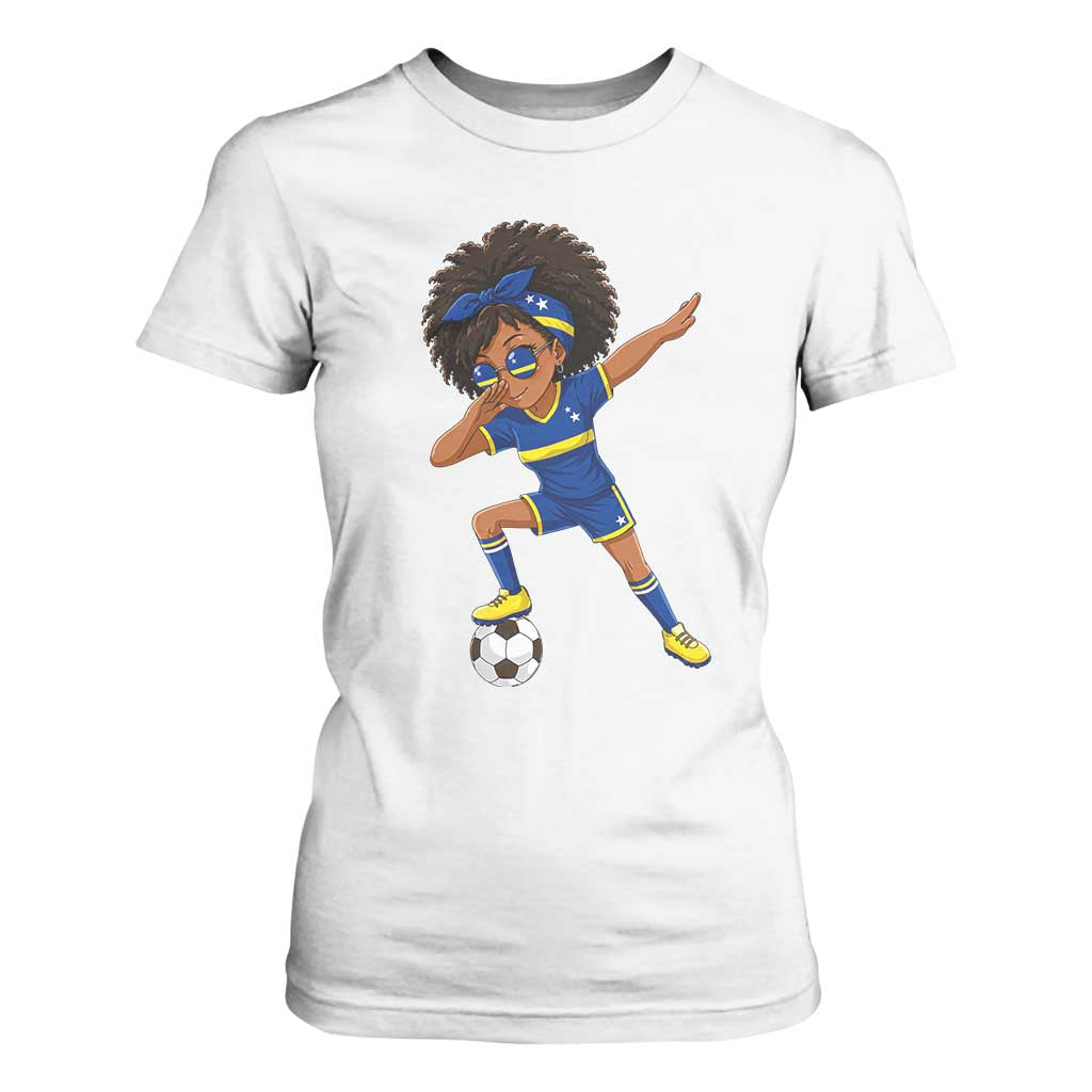 Funny Curacao Soccer Girl T Shirt For Women Dabbing Football Fan Gift