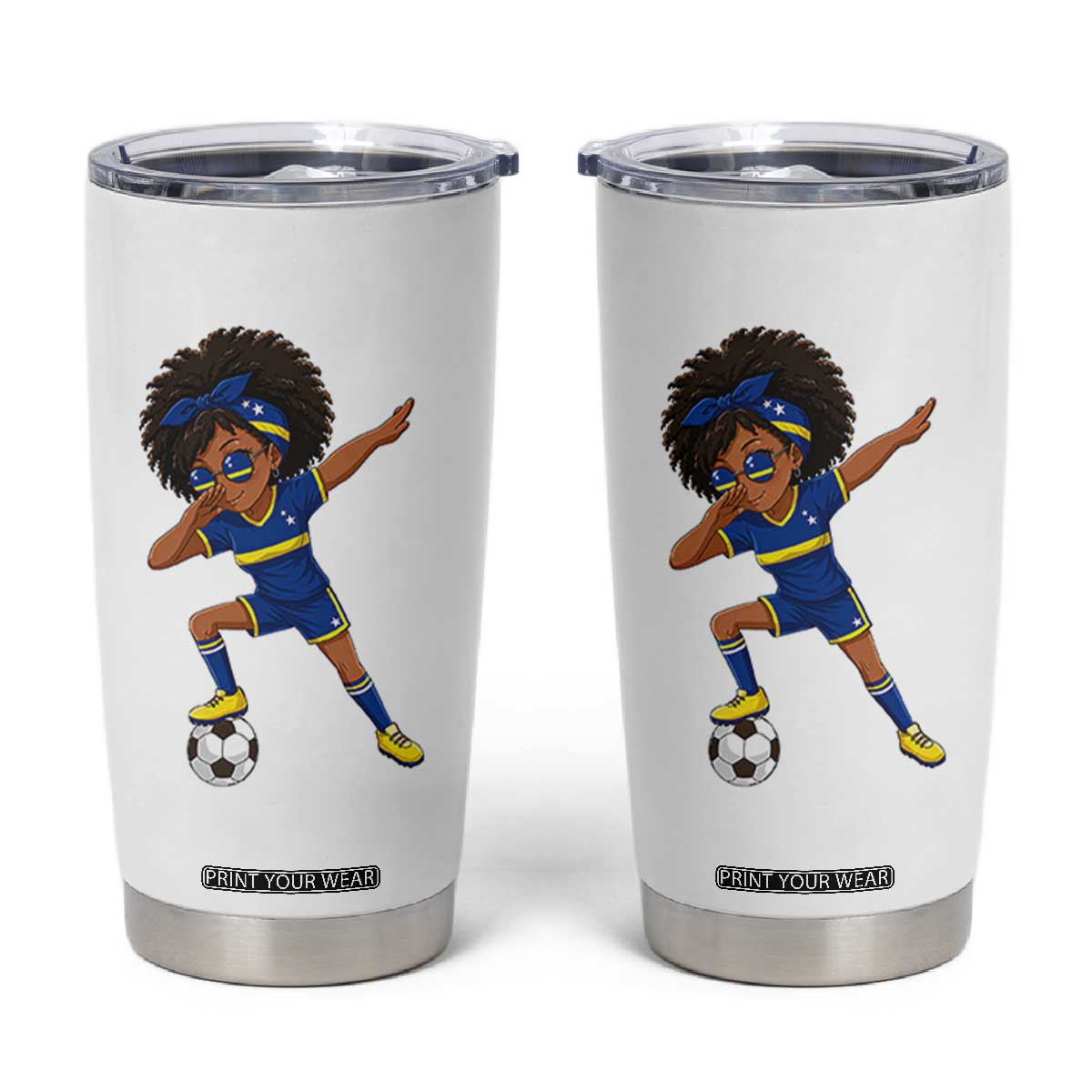 Funny Curacao Soccer Girl Tumbler Cup Dabbing Football Fan Gift
