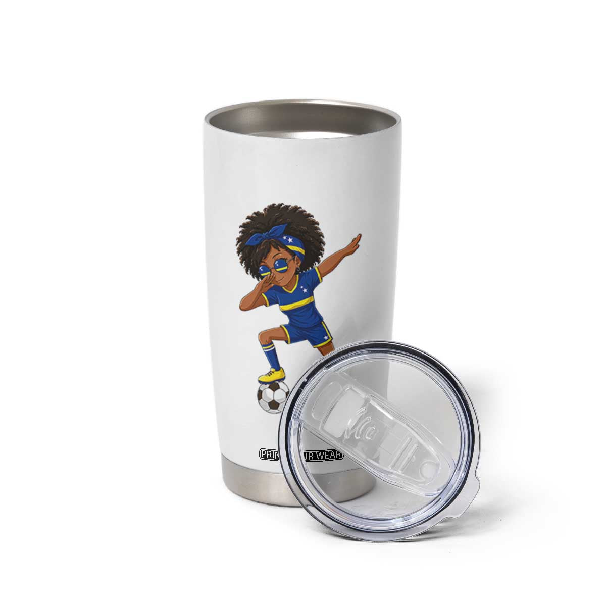 Funny Curacao Soccer Girl Tumbler Cup Dabbing Football Fan Gift