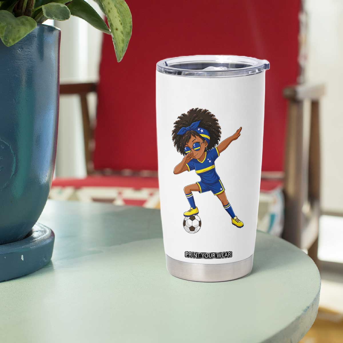 Funny Curacao Soccer Girl Tumbler Cup Dabbing Football Fan Gift