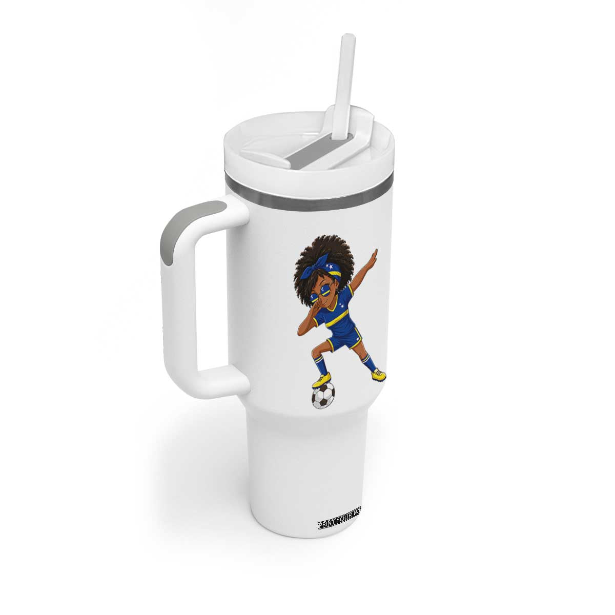 Funny Curacao Soccer Girl Tumbler With Handle Dabbing Football Fan Gift